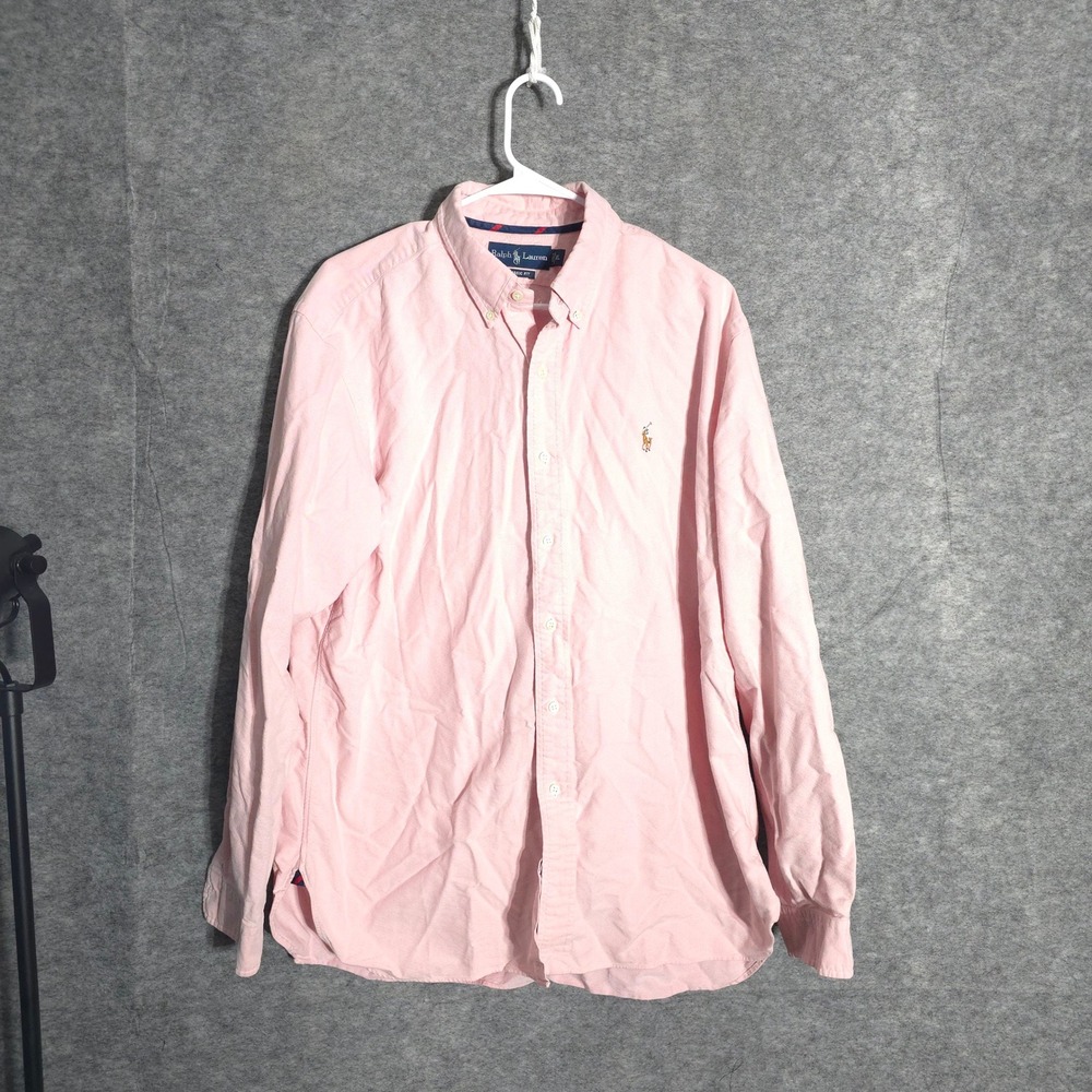 Ralph Lauren Oxford Shirt Mens XL Pink Classic Fit Cotton Long Sleeve Pony Logo